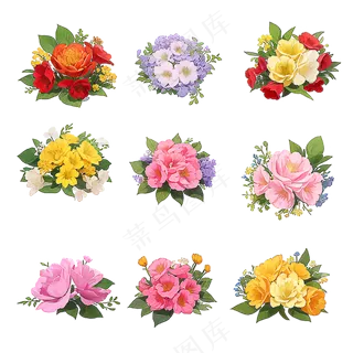 红色黄色粉色玫瑰花免抠素材15