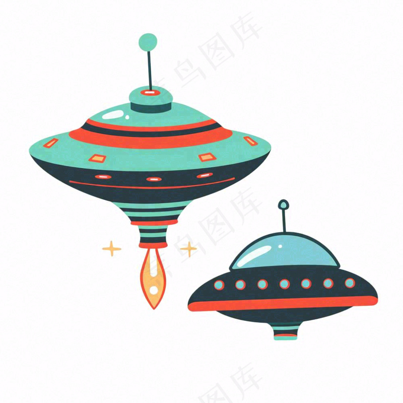 宇宙飞船太空卡航空通插画免抠(1024x1024)