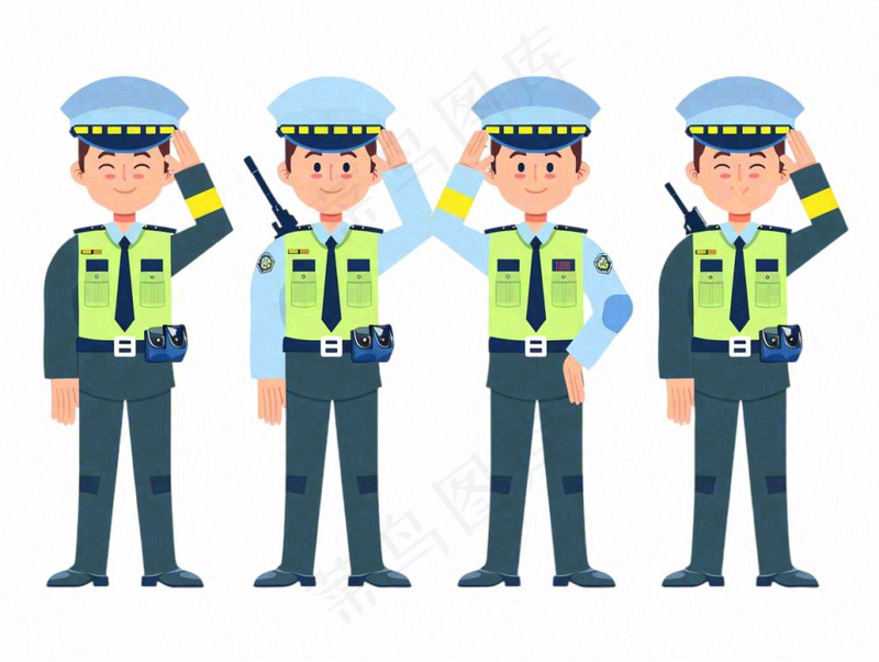 警察交警劳动人物卡通插画免抠(1232x928)
