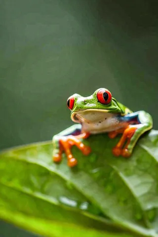 树蛙雨蛙青蛙趴着绿叶上夏天立夏小暑摄影图