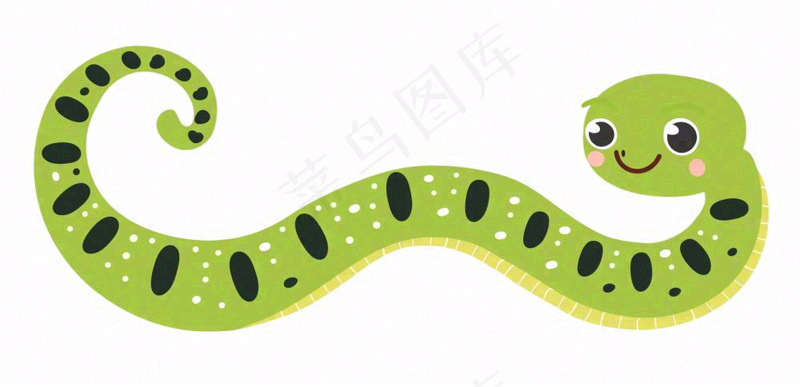 蛇爬行动物十二生肖绿色卡通插画免抠(1584x768)
