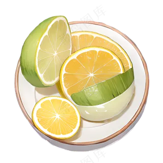 柠檬青橘水果免抠素材