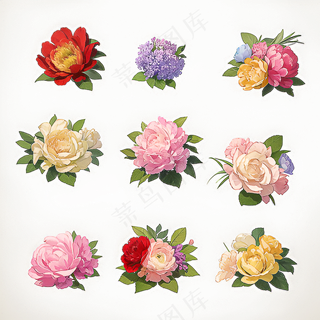 红色黄色粉色玫瑰花免抠素材66