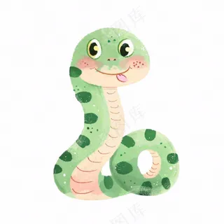 蛇青蛇十二生肖动物卡通插画免抠