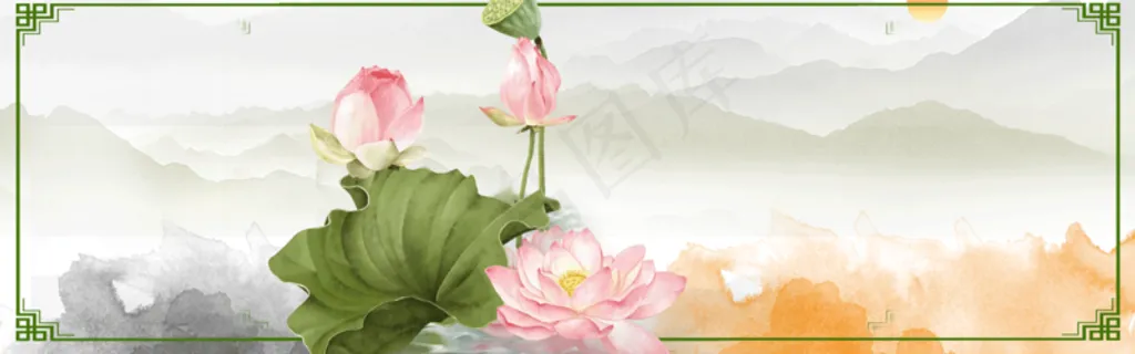 中式水墨PSD分层古风banner模板18