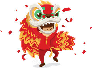 国风新年春节彩色舞狮舞龙装饰美化海报元素PNG免抠设计