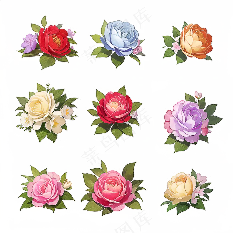 红色黄色粉色玫瑰花免抠素材77
