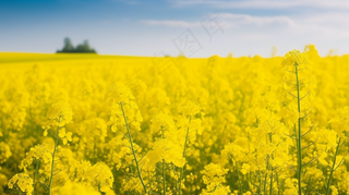 春天油菜花田黄色花雨水节气摄影图