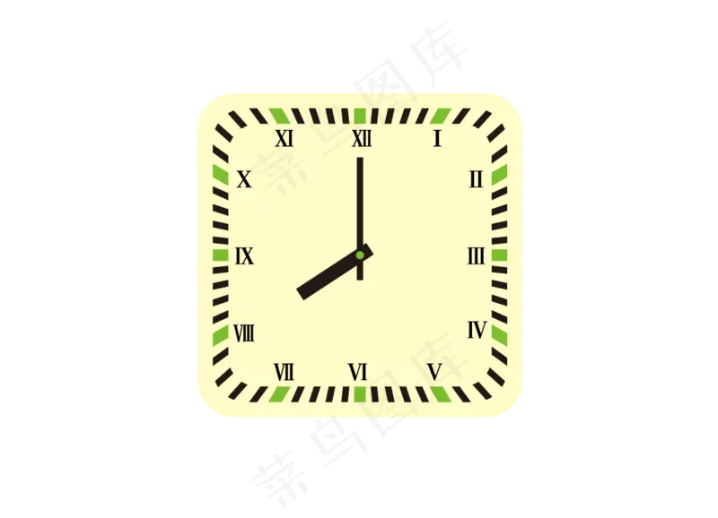 米黄色方形时钟矢量图AI源文件ai矢量模版下载
