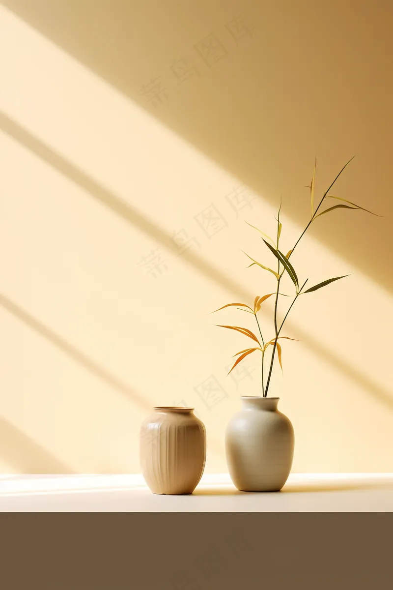 家居装饰花瓶竹子竹叶淡雅摄影图(2688x4032)