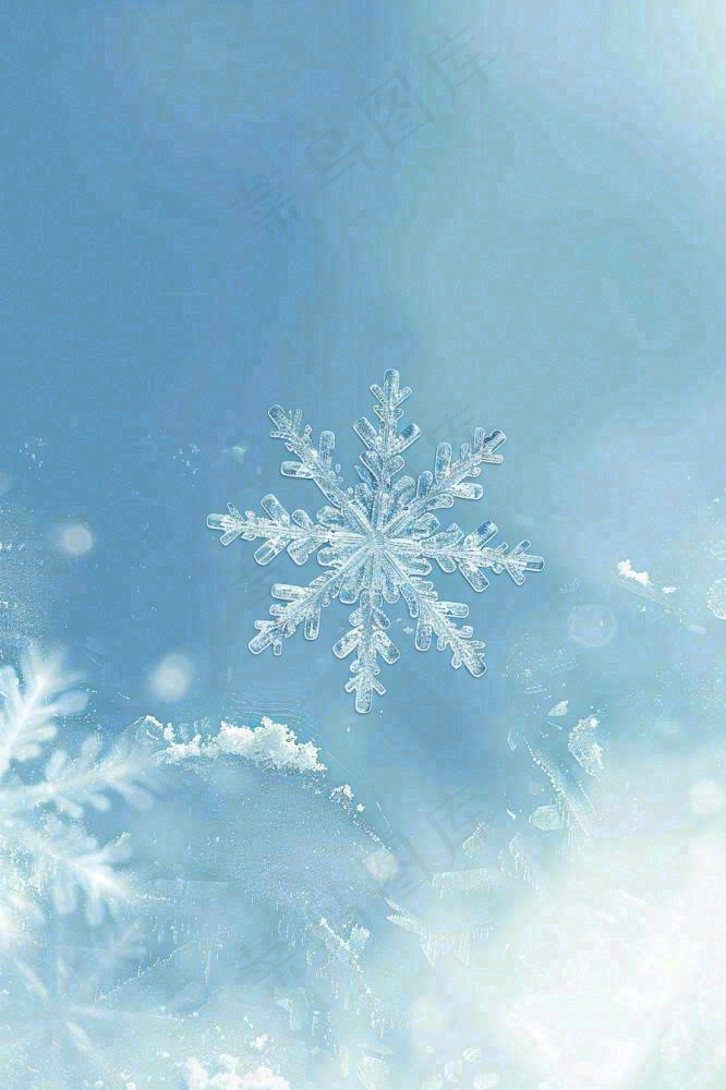 冬天雪花蓝色背景立冬冬至背景(896x1344)