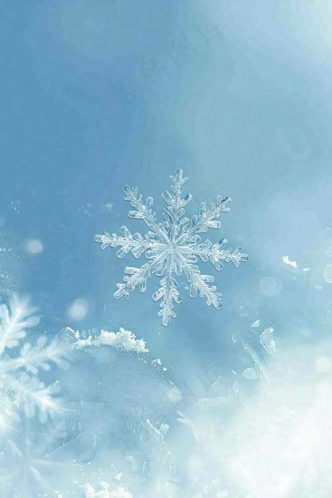 冬天雪花蓝色背景立冬冬至背景(896x1344)