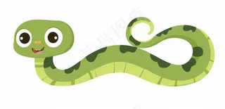 蛇爬行动物十二生肖绿色卡通插画免抠