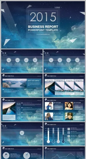 ios-静态PPT模板丨唯美简约丨全图型星空背景丨工作汇报预览图