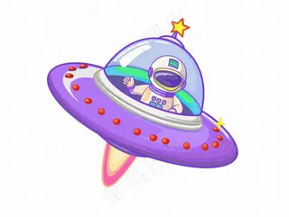 宇宙飞船航空卡通插画免抠