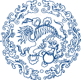 古代青花瓷图案花纹中国风图案祥云纹理传统图腾PNG免扣素材