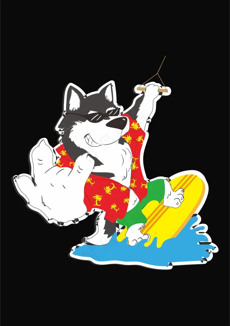 大灰狼先生 冲浪运动cdr矢量模版下载