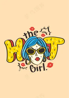 蓝色头发 墨镜女生