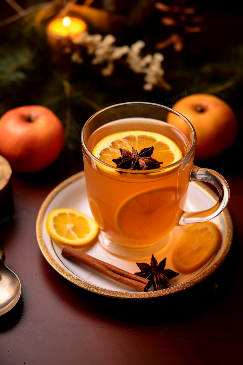 橙子果茶饮料摄影图