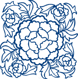 古代青花瓷图案花纹中国风图案祥云纹理传统图腾PNG免扣素材