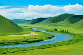 新疆春天草原风光大自然风景摄影图