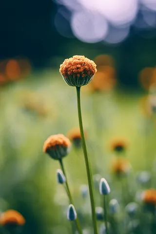 春天绿意立春待开放的花苞摄影图