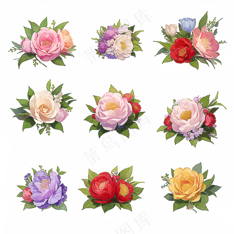 红色黄色粉色玫瑰花免抠素材211