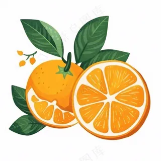 橘子橙子水果卡通插画免抠