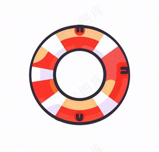 游泳圈救生圈卡通插画免抠