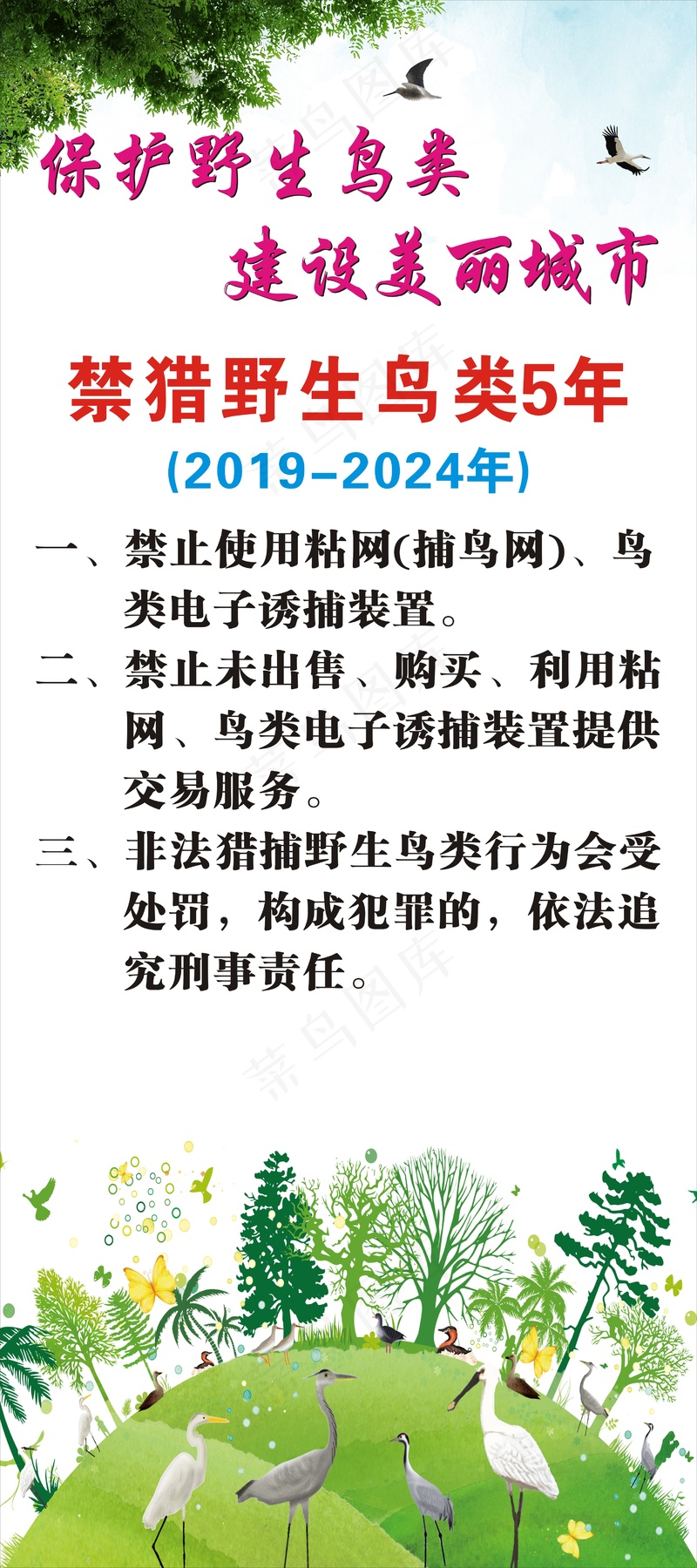 保护野生鸟类展架2cdr矢量模版下载