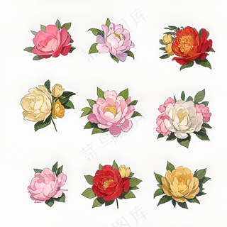 红色黄色粉色玫瑰花免抠素材84