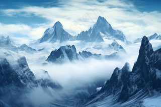 雪山高山高原云霄摄影图