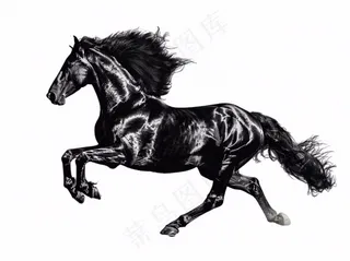 飞驰的骏马黑马动物免抠