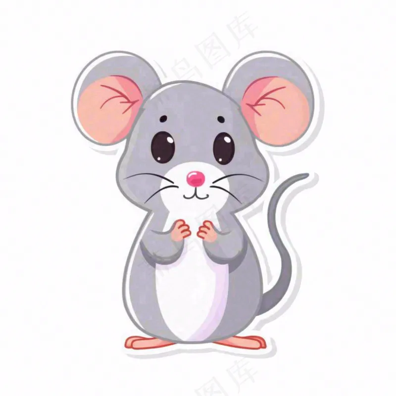 老鼠十二生肖卡通插画免抠(1024x1024)