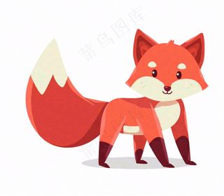 狐狸橘白动物卡通插画免抠