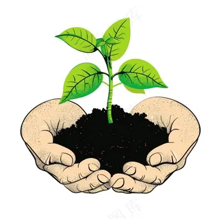 手捧树苗保护环境植树节卡通插画免抠