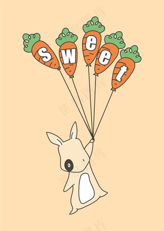 小兔子胡萝卜气球