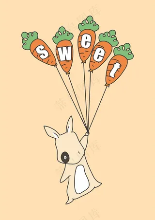 小兔子胡萝卜气球