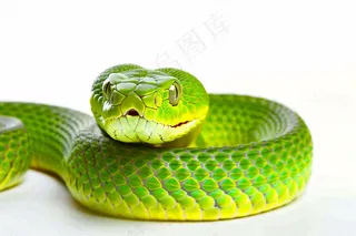 蛇在白色背景爬行动物摄影图