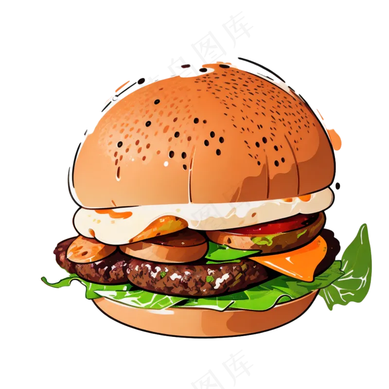 汉堡多层简约插画清新可爱食物