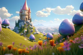 童话城堡草地糖果卡通背景