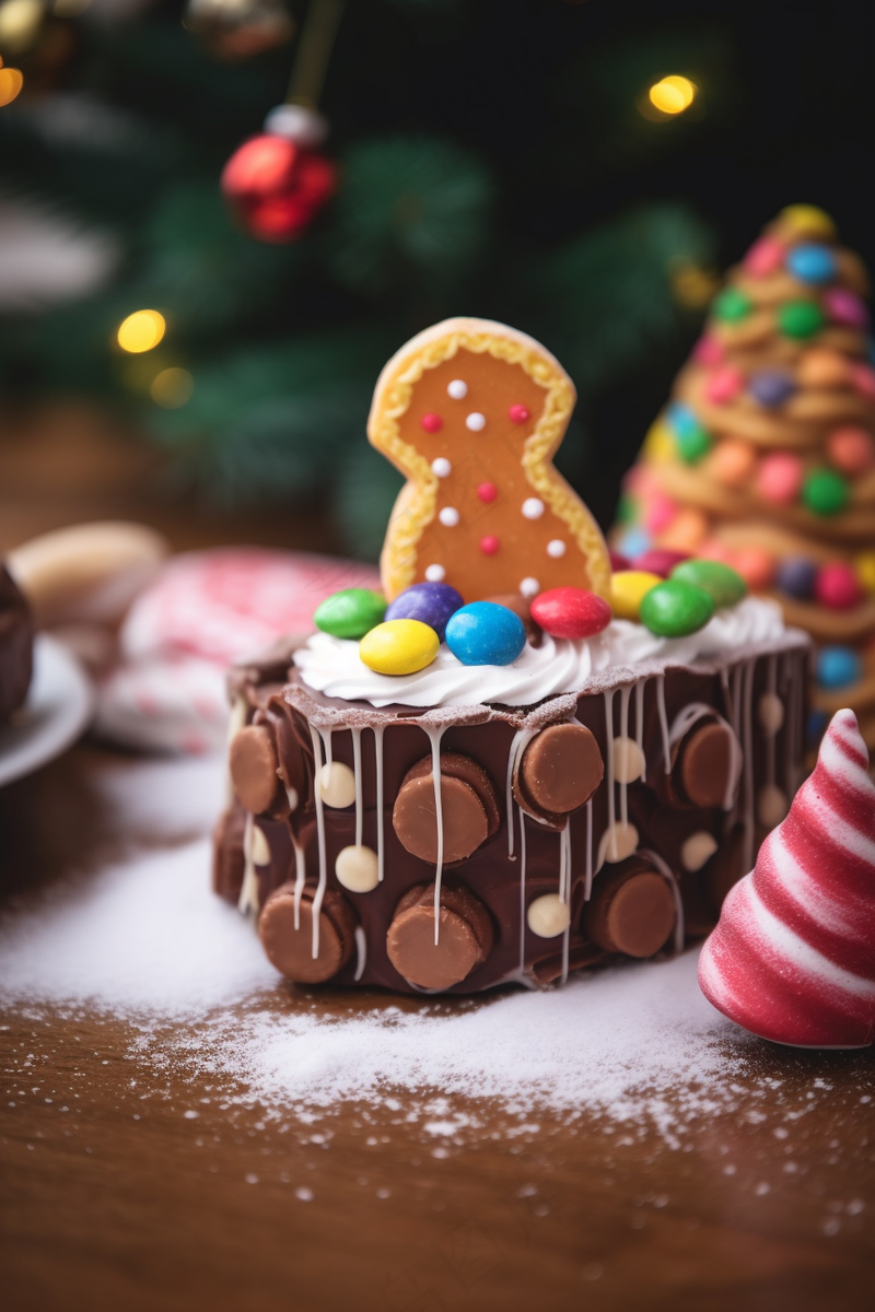 圣诞节日蛋糕庆祝节日甜点摄影图