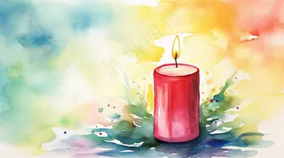 蜡烛灯火水彩插画插图背景
