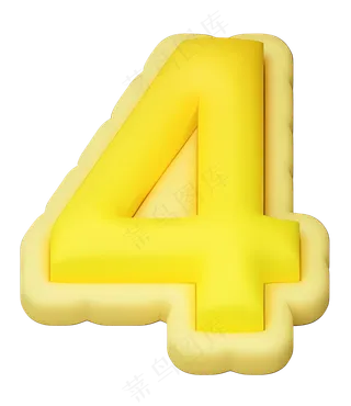 膨胀描边数字4_黄色