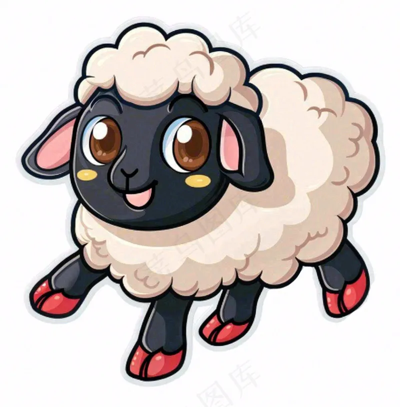 小绵羊动物卡通插画免抠(1024x1040)
