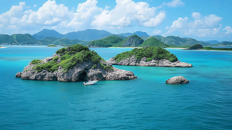 夏日海滩蓝色海洋度假摄影图