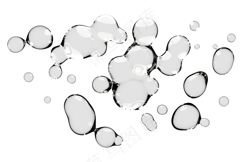 高清日系极简逼真透明水滴液体气泡水珠空气感png免扣素材 (