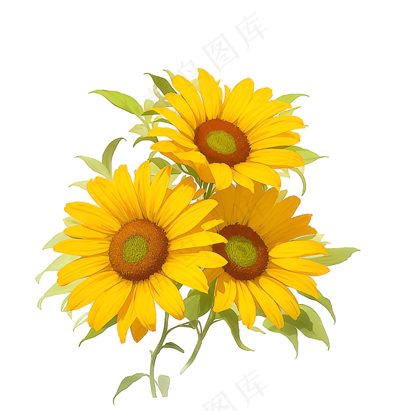 黄色向日葵花朵免抠素材13