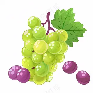 葡萄蜻蜓水果卡通插画免抠