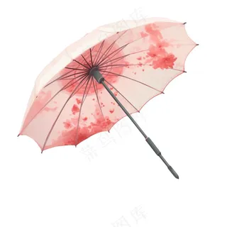 唯美水彩古风油纸伞唯美水彩古风花瓣插画免抠